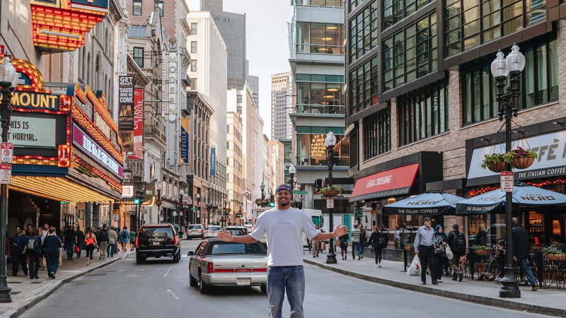 Composition with a black man in Boston